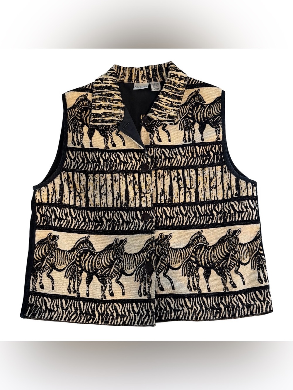 Vintage Carolina Colours Zebra Tapestry Vest - Size XL